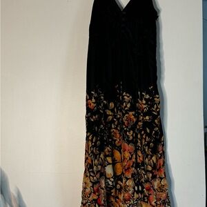 Urban Outfitters Black and Orange Floral velvet Dress